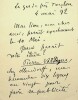 Lettre autographe signée au secrétaire de la Nouvelle Revue Claudius Jacquet à propos de son roman Le Pavé d'Amour. . Jean Aicard