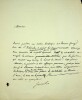 Lettre autographe signée à l'homme de lettres Louis Paris + minute de lettre à propos du tableau de Paul Delaroche "Le Supplice de Jane Grey". ...