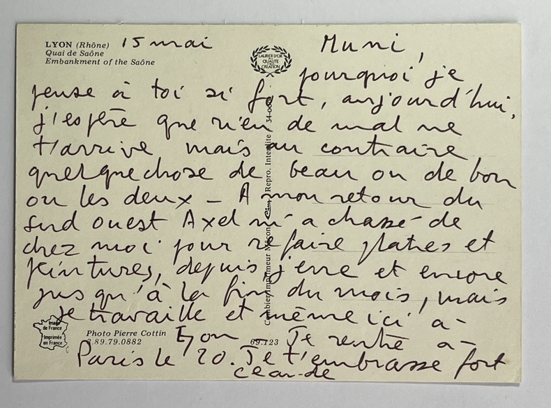 Carte postale autographe signée à Muni #11 . Claude Régy (1923-2019)