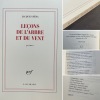 Leçons de l'arbre et du vent, poèmes, NRF, Gallimard, 2023
Exemplaire du tirage de tête numéroté sur grand papier vélin Rivoli. Jacques Réda