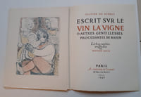 ESCRIT SUR LE VIN, LA VIGNE et autres gentillesses procédantes de raisin.