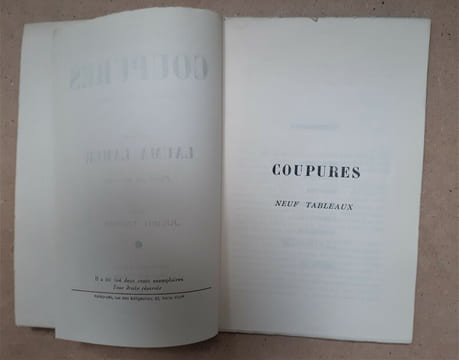 COUPURES Tragédie en neuf tableaux, suivie de LAUMA LAMER
Pièce en un acte. TORMA (Julien)