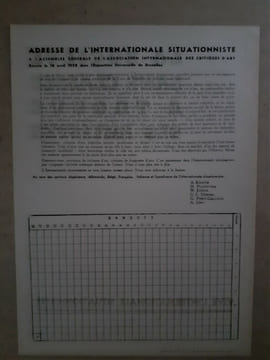 ADRESSE DE L'INTERNATIONALE SITUATIONNISTE A L'ASSEMBLEE
GENERALE DE L'ASSOCIATION DES CRITIQUES D'ART. INTERNATIONALE SITUATIONNISTE