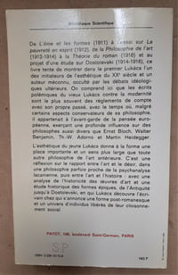 LE JEUNE LUKACS
Théorie de la forme et philosophie de l'Histoire