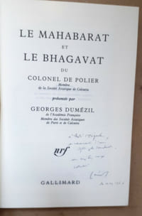 LE MAHARABAT ET LE BHAGAVAT du Colonel de Polier présenté par
Georges Dumézil