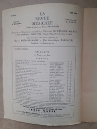 LA REVUE MUSICALE
ERIK SATIE, SON TEMPS ET SES AMIS