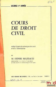 COURS DE DROIT CIVIL, Licence 4ème année, 1960-1961