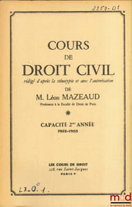 COURS DE DROIT CIVIL, Capacité 2e année, 1952-1953
