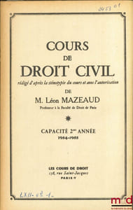 COURS DE DROIT CIVIL, Capacité 2e année, 1954-1955
