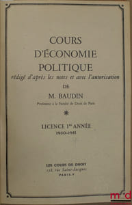 COURS D’ÉCONOMIE POLITIQUE, Licence 1reannée 1950-1951