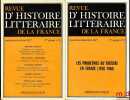 REVUE D’HISTOIRE LITTÉRAIRE DE LA FRANCE, 1977: n°5 et 6; 1978: n°1, 2, 4. 