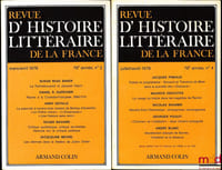 REVUE D’HISTOIRE LITTÉRAIRE DE LA FRANCE, 1977: n°5 et 6; 1978: n°1, 2, 4