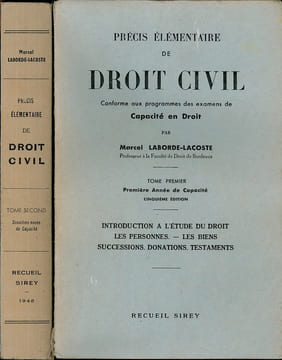 PRÉCIS ÉLÉMENTAIRE DE PROCÉDURE CIVILE, t. I, première année de capacité, 5eéd.: Introduction à l’étude du droit. Les personnes. Les biens. ...