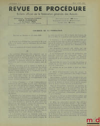 REVUE DE PROCÉDURE BULLETIN OFFICIEL DE LA FÉDÉRATION GÉNÉRALE DES AVOUÉS; n°1-2 de janvier-février 1937 à n°1-2 de janvier-février 1940 [années 1937 à 1939 complètes, année 1940 1er n°seulement]