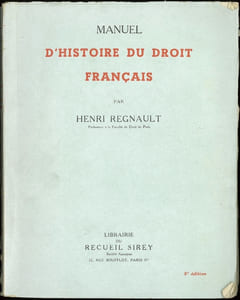 MANUEL D’HISTOIRE DU DROIT FRANÇAIS, 5èmeéd.
