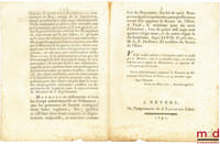 Loi RELATIVE AUX CI-DEVANT OFFICIERS DES ÉTATS-MAJORS DES PLACES. Signé Louis M. L. F. Duport. Donnée à Paris, le 16 Octobre 1791, Département de la Nièvre, bull. n°1406