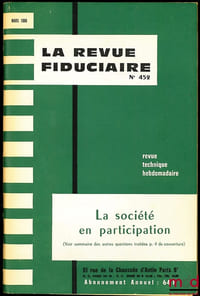 REVUE FIDUCIAIRE, n°452: La société en participation + Supplément