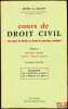 COURS DE DROIT CIVIL AVEC PLANS DE DEVOIRS ET ÉTUDES DE QUESTIONS PRATIQUES, t. I, 2ème vol., Capacité 1èreannée, 10èmeéd.. JUGLART (Michel de)