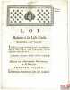 Loi RELATIVE À LA LISTE CIVILE. Signé Louis M. L. F. Duport. Donnée à Paris, le Ier Juin 1791, Département de la Nièvre, bull. n°980. M. L. F. DUPORT ...