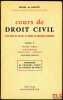 COURS DE DROIT CIVIL avec plans de devoirs et études de questions pratiques, t. I: 1er vol.: Introduction - Personnes - Famille, 9èmeéd., Programme de ...