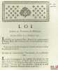 Loi, RELATIVE AU TRAITEMENT DES MILITAIRES. Donnée à Paris, le 25 Décembre 1790, signé: Louis, M.L.F. Duport. 