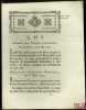 Loi RELATIVE AUX TROUPES PROVINCIALES. Donnée à Paris, le 20 Maris 1791, signé: Louis, M.L.F. Duport, bull. n°758. 