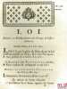 Loi RELATIVE AU REMBOURSEMENT DES CHARGES & OFFICES MILITAIRES. Donnée à Paris, le 3 Juin 1791, signé: Louis, M.L.F. Duport, bull. n°966. 