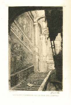 LE PALAIS DU CONSEIL D’ÉTAT ET DE LA COUR DES COMPTES, avec quatre fac-similé et une eau-forte. [Conseil d’État - Cour des comptes], VACHON (Marius)
