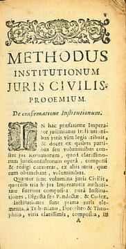 METHODUS INSTITUTIONUM JURIS CIVILIS PROOEMIUM. [FERRIÈRE (Claude Joseph de)]