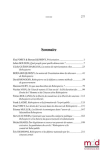 LA PENSÉE CONSTITUTIONNELLE DE ROBESPIERRE Colloque des jeudi 18 et vendredi 19 mai 2017 Sous la dir. de Elsa FOREY, Jean-Jacques CLÈRE et Bernard QUIRINY Avec le soutien du Centre de Recherche et d’Étude en Droit et Science Politique et de la Société de Études Robespierristes