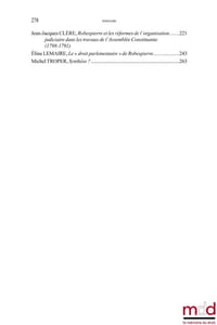LA PENSÉE CONSTITUTIONNELLE DE ROBESPIERRE Colloque des jeudi 18 et vendredi 19 mai 2017 Sous la dir. de Elsa FOREY, Jean-Jacques CLÈRE et Bernard QUIRINY Avec le soutien du Centre de Recherche et d’Étude en Droit et Science Politique et de la Société de Études Robespierristes