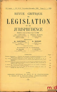 REVUE CRITIQUE DE LÉGISLATION ET DE JURISPRUDENCE n°11-12, t. L, 1930