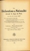 LES DÉCLARATIONS DE NATIONALITÉ DEVANT LE JUGE DE PAIX, Loi du 10 Août 1927, Avec le texte de la loi du 10 Août 1927, le texte du décret du 10 Août ...