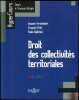 DROIT DES COLLECTIVIT&Eacute;S TERRITORIALES, coll. HyperCours, Cours & Travaux dirig&eacute;s. FERSTENBERT (Jacques), PRIET (Fran&ccedil;ois) & QUILICHINI (Paule)