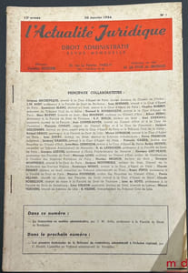 ACTUALITÉ JURIDIQUE DE DROIT ADMINISTRATIF, revue mensuelle, 1957 (13e année) à 1999 [coll. strictement complète des Tables annuelles et des Numéros spéciaux (depuis 1992)]