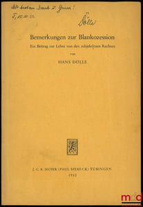 BEMERKUNGEN ZUR BLANKOZESSION. Ein Bietrag zur Lehre von den subjektlosen Rechten