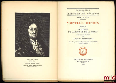 NOUVELLES ŒUVRES SUIVIES DU DIALOGUE DE L’AMOUR ET DE LA RAISON, Introduction et notes de AlbertdeBersaucourt, coll. des chefs-d’œuvre méconnus. LE ...