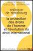LA PROTECTION DE DROITS DE L’HOMME ET L’ÉVOLUTION DU DROIT INTERNATIONAL, Colloque de Strasbourg (29-31 mai 1997), coll. de la Société Française pour ...