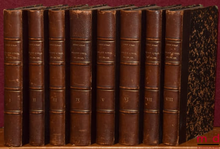 COURS DE DROIT CIVIL FRANÇAIS D’APRÈS LA MÉTHODE DE ZACHARIÆ, 4eéd. revue et complétée