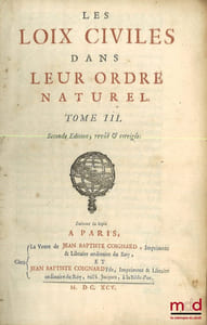 LES LOIX CIVILES DANS LEUR ORDRE NATUREL, 2eéd. revue et corrigée