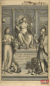 HUGONIS GROTII DE JURE BELLI AC PACIS LIBRI TRES, In quibus Jus Naturæ & Gentium, item juris Publici præcipua explicantur. Cum Annotatis Auctoris, ex postrema ejus ante obitum cura. Accesserunt ejusdem, Dissertatio de Mari libero, & Libellus singularis de Æquitate, Indulgentia & Facilitate, Nec non JOANN. FRID. GRONOVII V.C. Notæ in totum opus de Jure Belli ac Pacis, EDITIO NOVISSIMA, In qua quid præstitum sit Typographorum ad Lectorem Præfatio ostendit.
