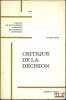 CRITIQUE DE LA D&Eacute;CISION, Cahiers de la fondation nationale des sciences politiques, n&deg;190 [1re&eacute;d.]. SFEZ (Lucien)