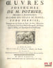 ŒUVRES DE POTHIER :  TRAIT&Eacute;S SUR DIFF&Eacute;RENTES MATI&Egrave;RES DE DROIT CIVIL, APPLIQU&Eacute;ES &Agrave; L’USAGE DU BARREAU; ET DE JURISPRUDENCE FRAN&Ccedil;OISE, t. I: Le Trait&eacute; ...