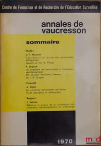 ANNALES DE VAUCRESSON n°8, Centre de formation et de recherche de l’éducation surveillée