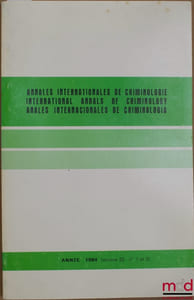 Annales internationales de criminlogy, année 1984, vol. 22 n°1 et 2