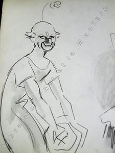 3 Clowns, Portrait des frères RIVEL, Polo, Charles et René. Dessin original de FERNEL. [CIRQUE]  