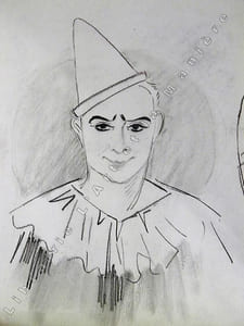 3 Clowns, Portrait des frères RIVEL, Polo, Charles et René. Dessin original de FERNEL. [CIRQUE]  