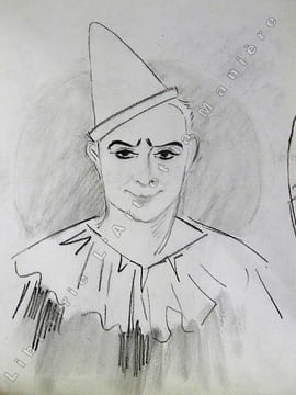 3 Clowns, Portrait des frères RIVEL, Polo, Charles et René. Dessin original de FERNEL. [CIRQUE]  . FERNEL, Fernand. 