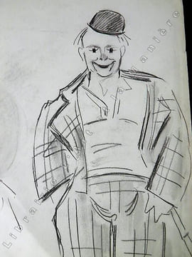 3 Clowns, Portrait des frères RIVEL, Polo, Charles et René. Dessin original de FERNEL. [CIRQUE]  . FERNEL, Fernand. 