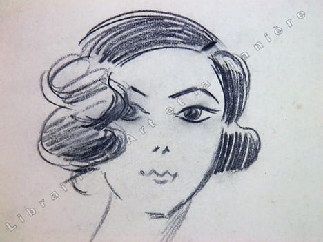 Numéro de cirque avec GABY MORLAY lors d'un Gala de l'Union des Artistes dans les années 1920. Dessin original de FERNEL. [CIRQUE]  . FERNEL, Fernand. ...